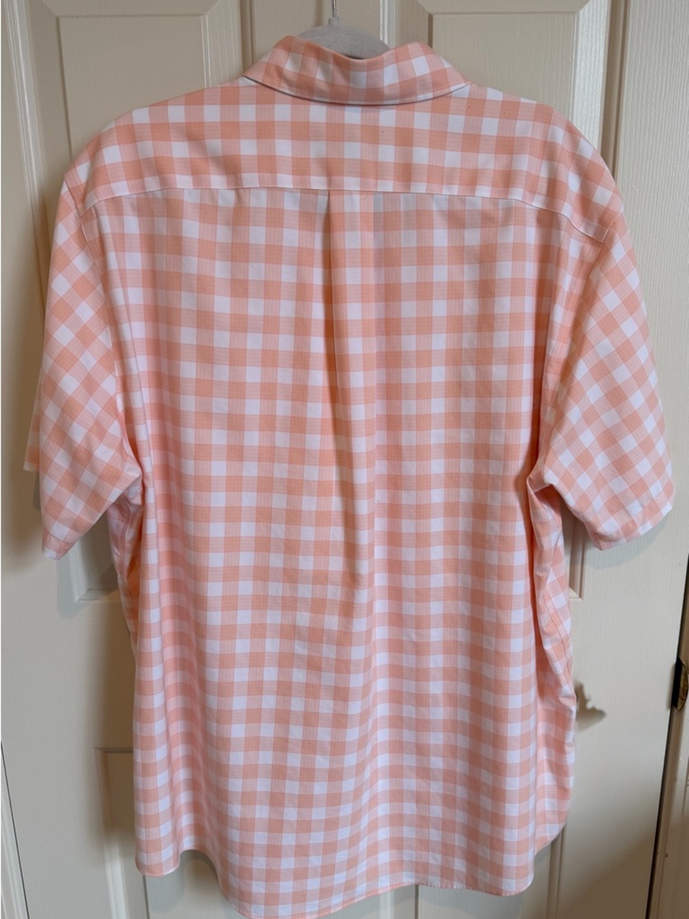 Lands End No Iron Cotton Button down. Trad Fit. Like New Peach/White Check XL - Picture 3 of 5